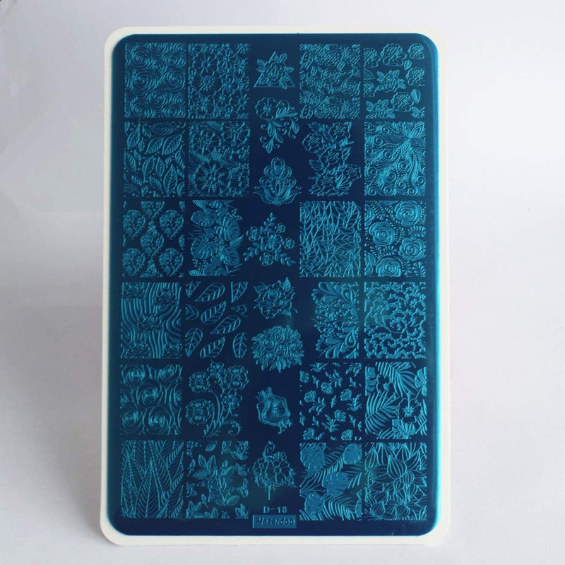 Mezerdoo 2Pcs Butterfly Rose Steel Nail Stamping Plates Flower Leaf Image Geometric Polish Stencil Accessories Tool 14.5×9.5cm Big Size Nail Art Template - Image 2